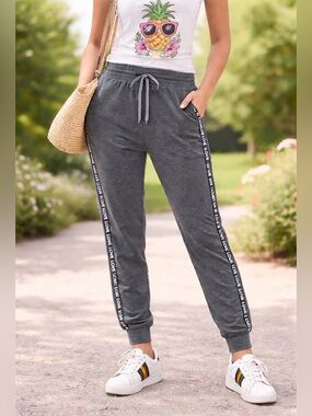 ✨2/$25 Charcoal Gray Drawstring Joggers with Side Stripe 2 Pairs! Size S/M